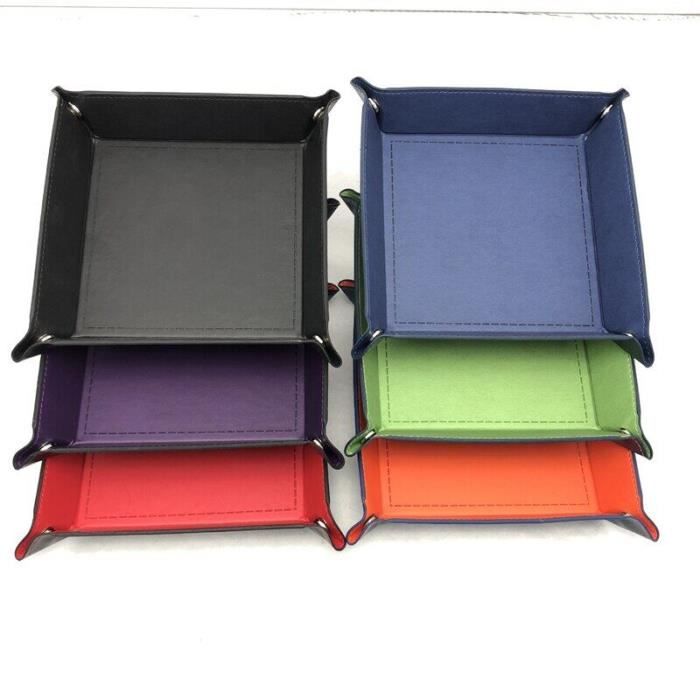 Plateau à Dés En Cuir PU – 20x20x4 Cm – Flanelle – Silencieux – Transportable – Pour Jeux De Société