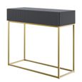 Table console - VELDIO - 90 cm - noir avec pieds dorés-2
