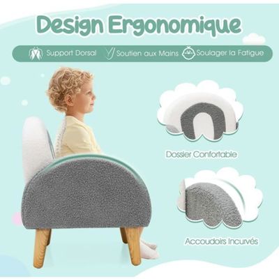 Fauteuil Enfant Superman - Canapé Velours Doux 50x40x54 Cm | Rembourrage Épais, Stable Jusqu'à 50 Kg
