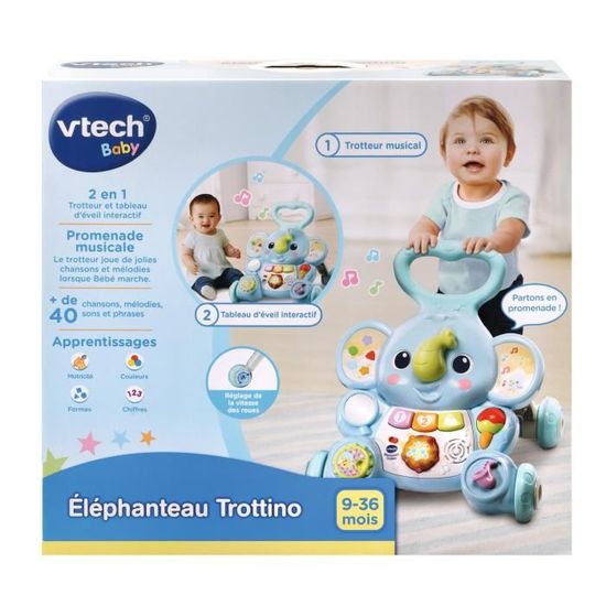 Trotteur Elephanteau Trottino Avec Frein Vtech Baby Cdiscount Jeux Jouets