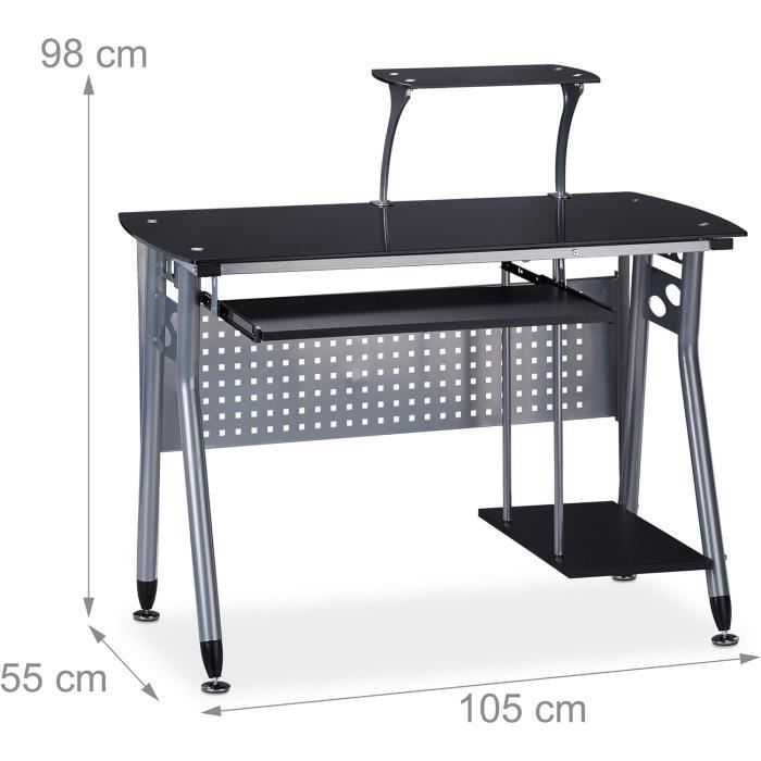 Support Coulissant Pour Clavier Et Souris Relaxdays | Plateau 65x24 Cm, Montage Sans Perçage, Charge 15 Kg, Noir
