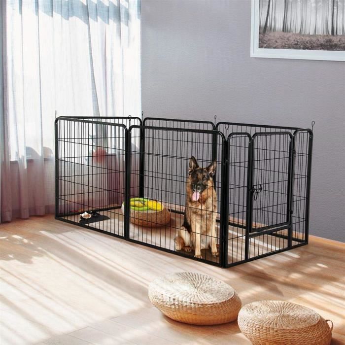 Enclos pliable pour animaux parc chien et chat, SDLOGAL, 2 Compartiments,  165 x111x47cm, Facile à assembler 