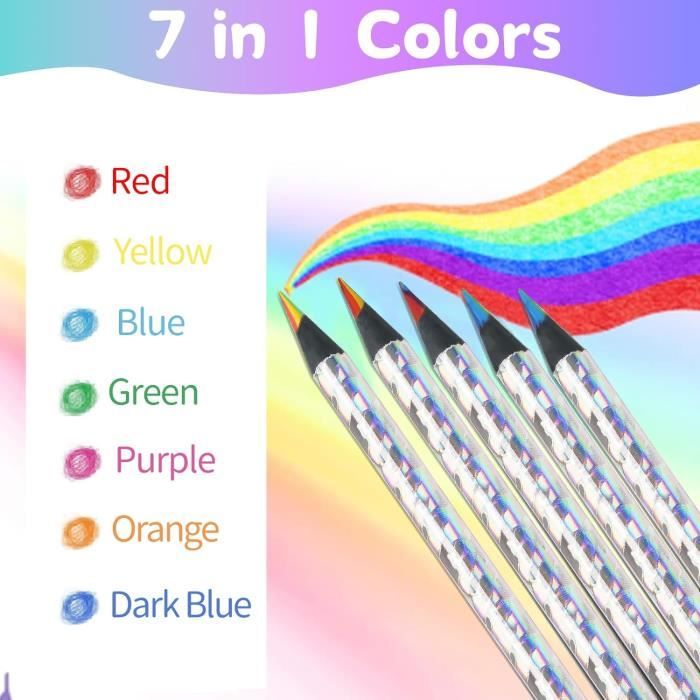 Lot De 12 Crayons Arc-en-ciel Pour Enfants - Crayons De Couleur Multicolores, Idée Cadeau Créative
