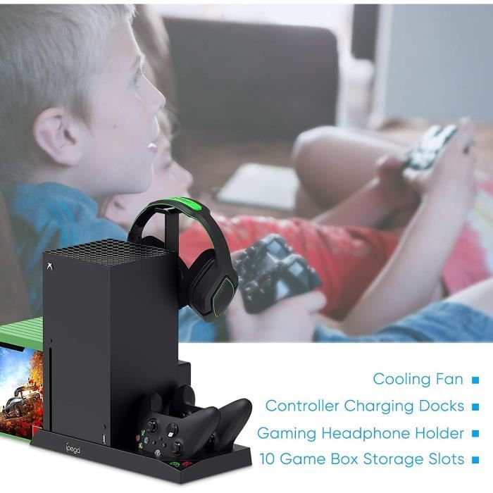 Xbox Series X Ventilateur de Refroidissement avec Batteries Rechargeables  2x1400mAh et Station de Charge pour Manette, Noir - Cdiscount