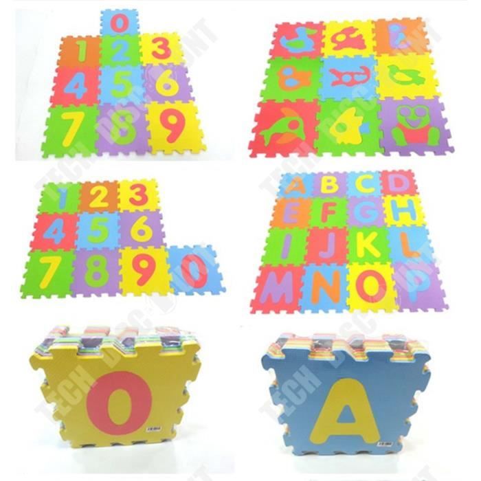 Tapis Puzzle Bébé 36 Pièces - Mousse EVA, Lettres Et Chiffres, 15,5x15,5x0,9 Cm, Antidérapant, Imperméable