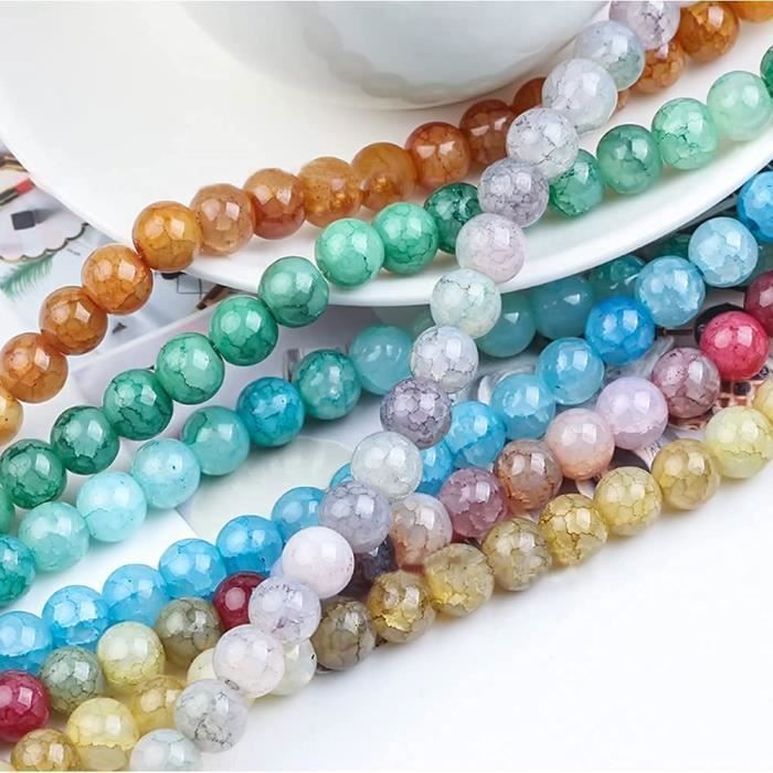 20 Perles Imitation Verre 8mm - Couleurs Mixte - Marque SAVMER - Pour Création De Bijoux