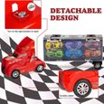 Camion Porteur avec 12 Voitures Alliage Miniature - Rouge - Jouet de Transport avec Poignée Détachable-3