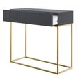 Table console - VELDIO - 90 cm - noir avec pieds dorés-3
