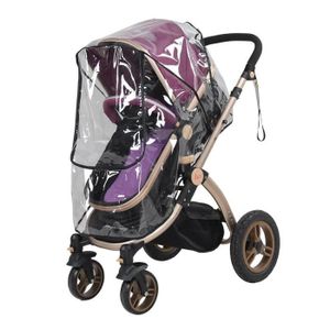 XINCHI Housse De Poussette Universelle Imperméable - Coupe-Vent Pluie Neige - Fenêtre Transparente Gris