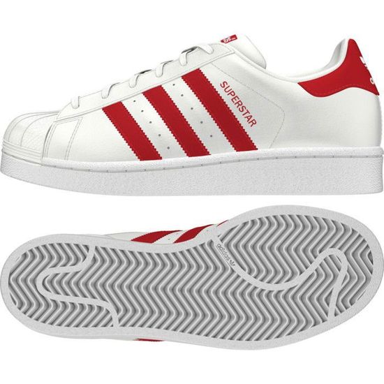 Baskets Femme ADIDAS ORIGINALS Superstar Blanc/Rouge Cuir Lacets