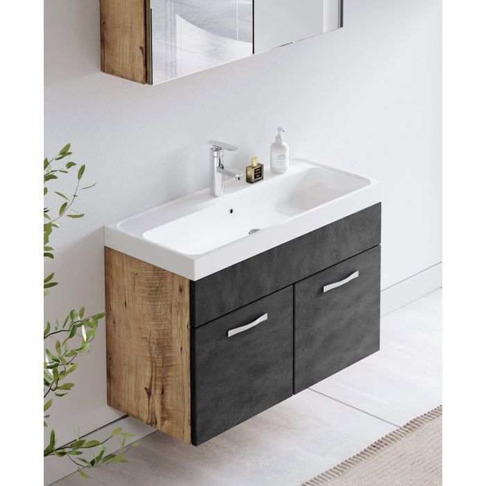 Meuble de salle de bain Thermis 80 cm - Blanc - Meuble de salle de bain avec lavabo