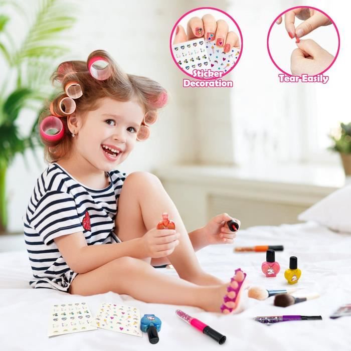 21pcs Vernis À Ongles Enfant Set,Kit De Salon De Manucure Fille