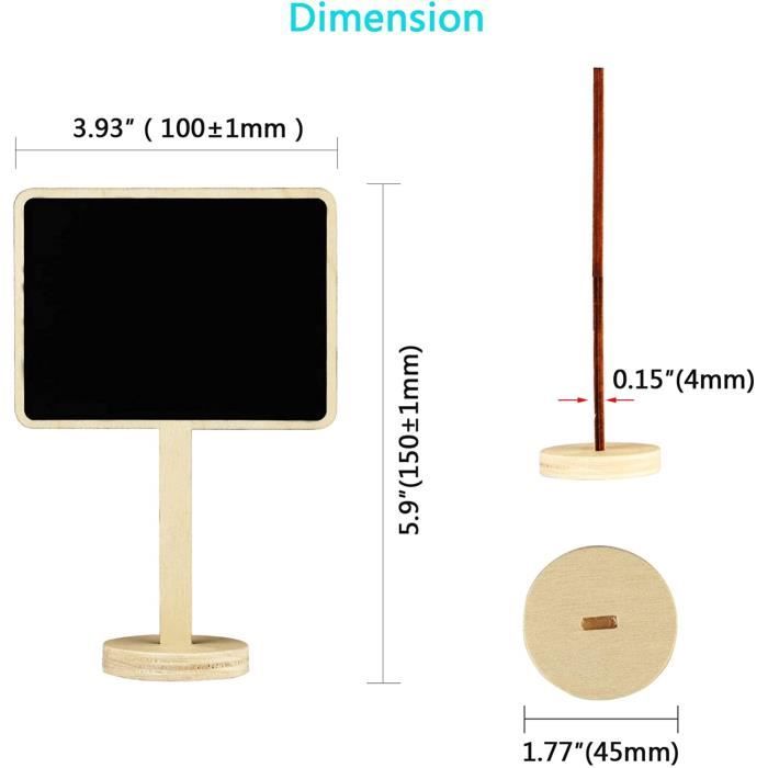 24 Pièces Mini Ardoise 24 Petits, Avec Support Base, Ardoise Craie Avec