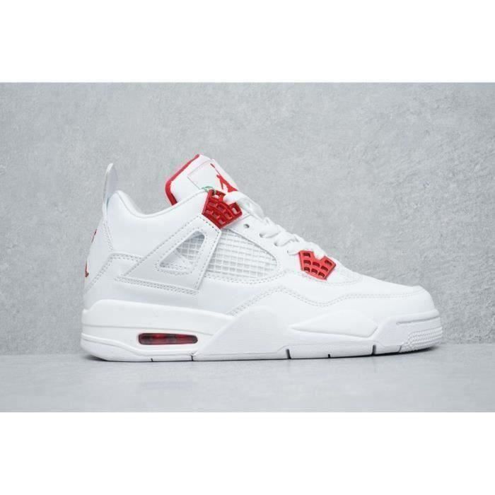 Nike Air Jordan 4 Retro Metallic Red Femme Homme Chaussures De Basket Aj 4 Blanche Et Rouge Pas Cher rouge. Couleurs multiples Cdiscount Chaussures