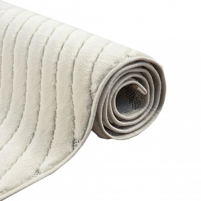 Tapis Carpetia Lignes Gris Crème - 230x160 Cm - 100% Polypropylène