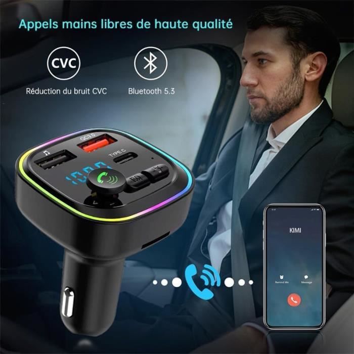 Adaptateur Bluetooth 5.3 Pour Auto Avec Transmetteur FM Et Chargeur Rapide PD 30W