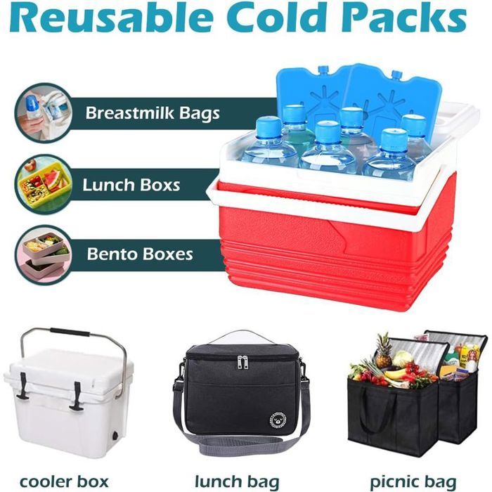 Lot De 4 Blocs De Glace Réutilisables PE – Couvercle étanche, 11,5x4x3 Cm – Pour Glacières, Lunch, Restaurants, Transport Alimentaire