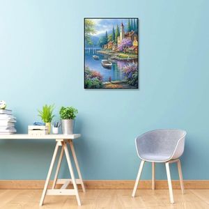 ZHXXFD Kit Peinture Diamant 5D Paysage Forêt Lac Montagne 40x50 Cm Grand Format - Broderie Diamant Complet Pour Adultes Et Enfants, Loisir Créatif Relaxant