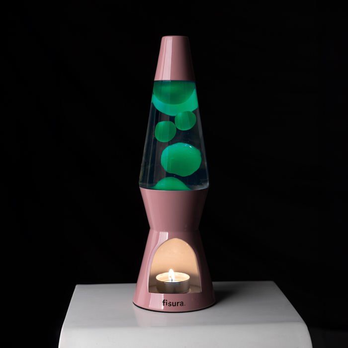 Lampe à Lave Sans Électricité Avec Bougie - 29cm De Haut, Base Chromée, Paillettes Dorées | Décoration Ambiance