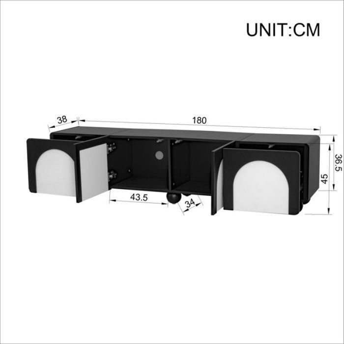 Merax Meuble TV 180 X 38 X 45 Cm, Avec 3 Tiroirs Et Compartiment Ouvert