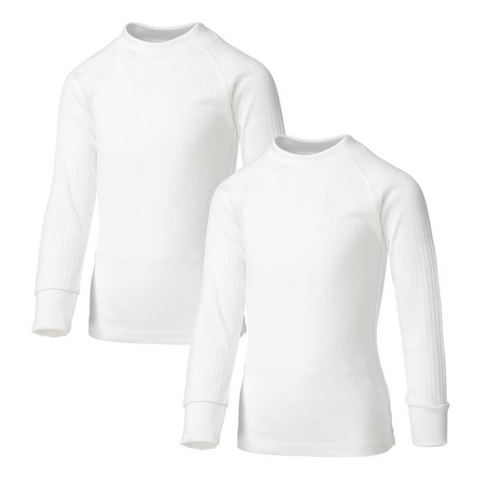 AVENTO Lot de 2 Sous-vêtements Thermiquess Manches Longues - Enfant mixte - Blanc