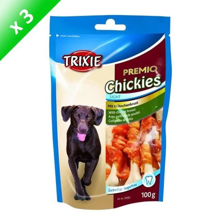 TRIXIE Lot de 3 PREMIO Chikies pour chien 100g