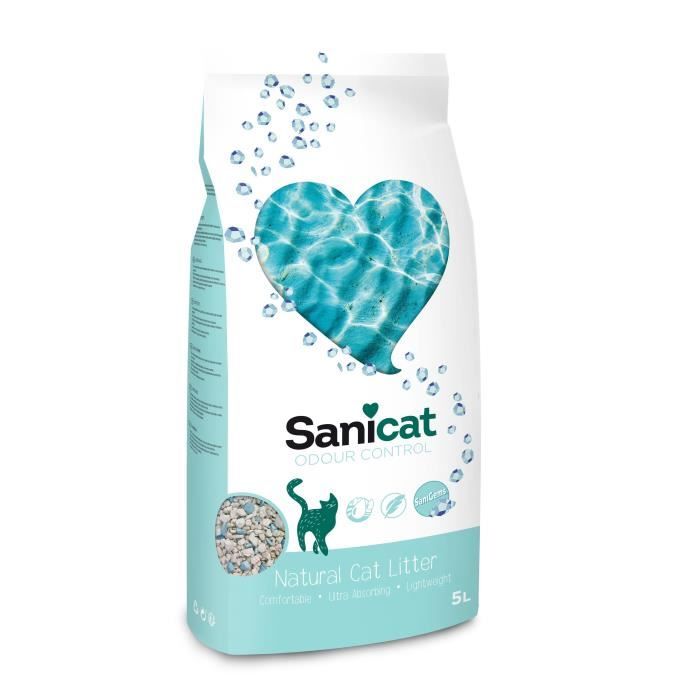 SANICAT Litière Odour Control - A base de terre de diatomée 30 jours - Pour chat