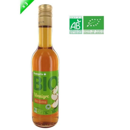 FRANPRIX Vinaigre de Cidre Bio - 50 cl x3