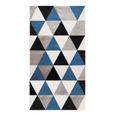 Geo Scandi Tapis Toucher tressé Triangles - Bleu - En laine synthétique - 80 x 150 cm - Pour intérieur-0