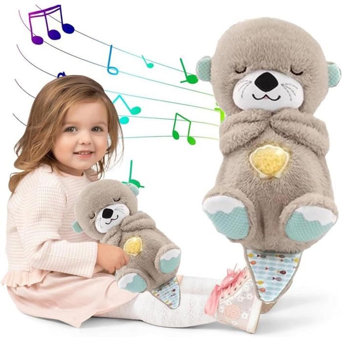Loutre Veilleuse Peluche BéBé, Ma Loutre Calin Bonne Nuit Doudou Loutre Qui Respire Musicale