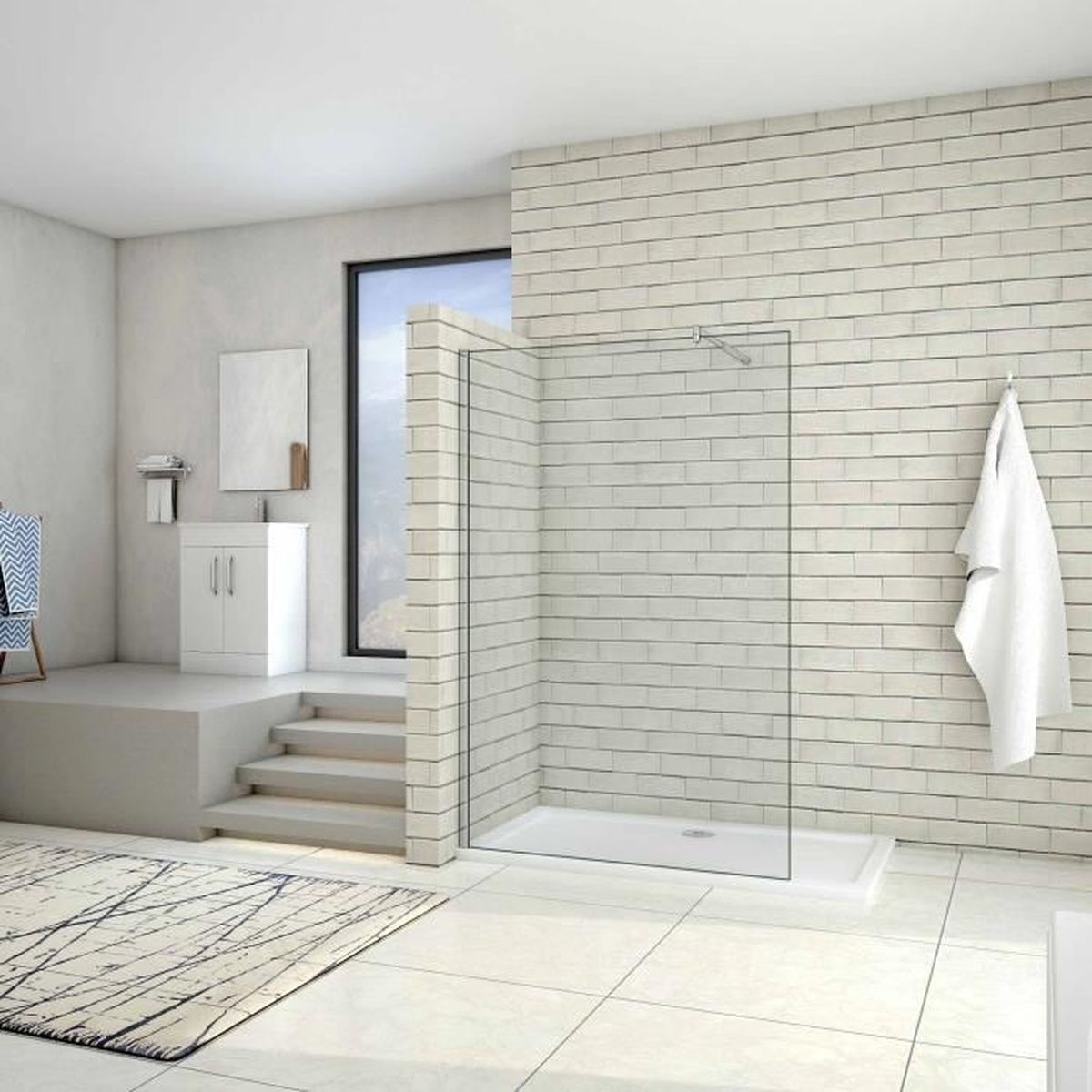 AICA paroi de douche 160cm en 8mm verre anticalcaire hauteur:200cm douche italienne