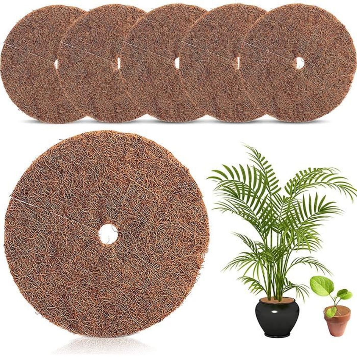 Tapis Paillis Fibre De Coco - Lot De 3 Disques, Diamètre 30 Cm, Protection Racines Et Anti-mauvaises Herbes - 10