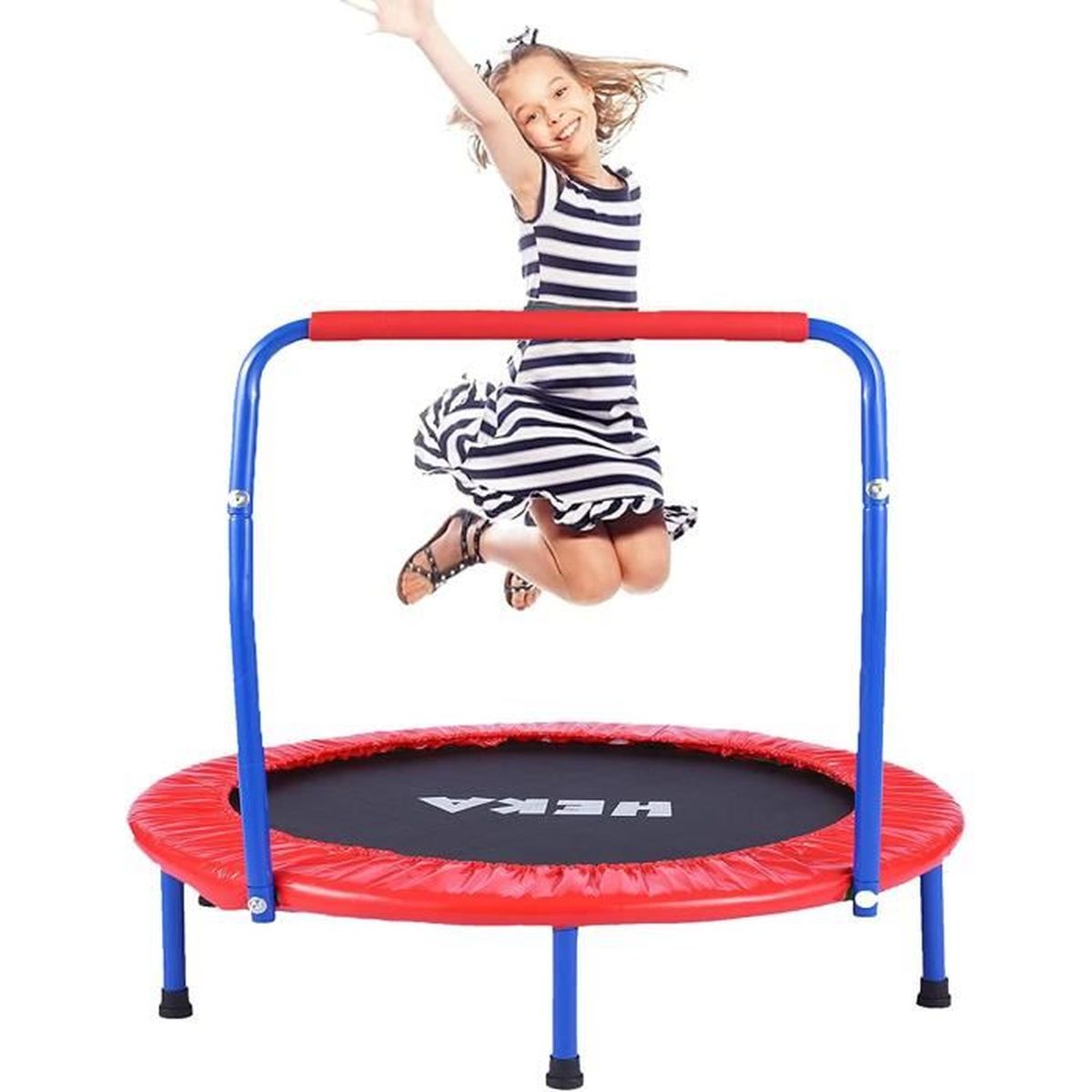 Mini trampoline de 98 cm pliable avec poignée et rembourrage de sécurité pour enfants en intérieur et en extérieur Charge maximale 60 kg