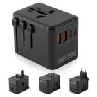 AIMIUVEI Adaptateur de Voyage, PD25W, 2 USB, 2 USB C et 1 prise AC, adaptateur de prise international, pour US EU UK AU