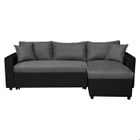 Canapé d'angle 4 places convertible et Réversible MARIA en simili et microfibre - Gris/Noir - L227 x P146 x H81cm - LOUNGITUDE