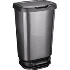 MHOME Poubelle à pédale JIVE - 40 L - Effet carbone - Gris foncé