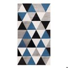 THE DECO FACTORY Tapis salon toucher laineux motif triangles bleu 80x150