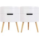 WOLTU Lot de 2 Table de Chevet, Table Basse avec 2 Compartiment de Rangement Plateau en MDF, 38x38x51cm, Blanc