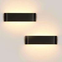 Lightess 2 Pack Applique Murale LED 12W 30cm IP44, Luminaire Mural Moderne, Noir, Blanc Chaud 3000K [Classe énergétique F]