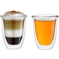Pack de 2 Verre à café latte isolé 300ml,tasses à espresso café en verre borosilicate transparent isolé double paroi