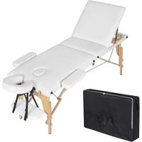 Table de Massage Pliante Professionnelle, Lit de Massage Portable, Réglable en Hauteur, avec sac de Transport, Blanc E0EG0002