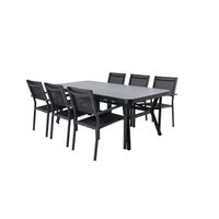 Virya set de jardin table 100x200cm noir, 6 chaises Copacabana noir.