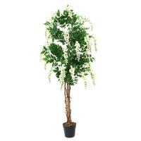 Arbuste artificiel, Glycine, 1370 feuilles, véritable tronc, 820 fleurs, blanc, 150 cm - plante grimpante artificielle - arbre
