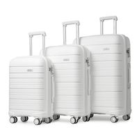 Kono Set de 3 Valises (55/65/76cm) Rigide Ensemble de Bagages en Polypropylène Ultra Léger à 4 roulettes avec Serrure TSA , Blanc
