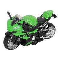 Jouet de moto à tirer pour enfants - SURENHAP - Effets sonores et lumineux - Modèle en alliage - Vert
