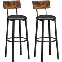 Chaises de Bar VASAGLE - Style Industriel - Marron Rustique et Noir - Lot de 2 - 39 x 39 x 100 cm