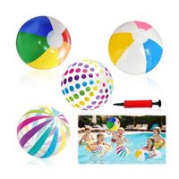 8 Ballons De Plage Gonflables – 6 Arc-en-ciel 30 Cm + 2 Paillettes 40 Cm, Pompe Incluse, PVC Solide, Pour Piscine Et Plage