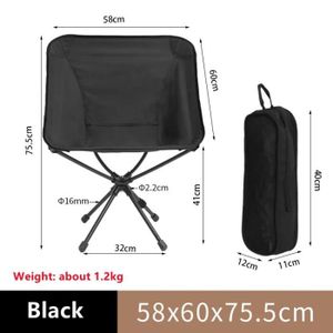 CHAISE DE CAMPING Noir - Chaise de Camping Pliable à Angle Réglable,