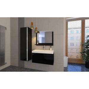 Meuble De Salle De Bain Noir Laque Achat Vente Pas Cher