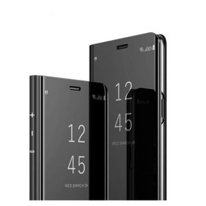 HOUSSE - ÉTUI Etui Housse effet métallique miroir clear view transparent Noir pour Samsung Galaxy S20 Plus -Marque YuanYuan